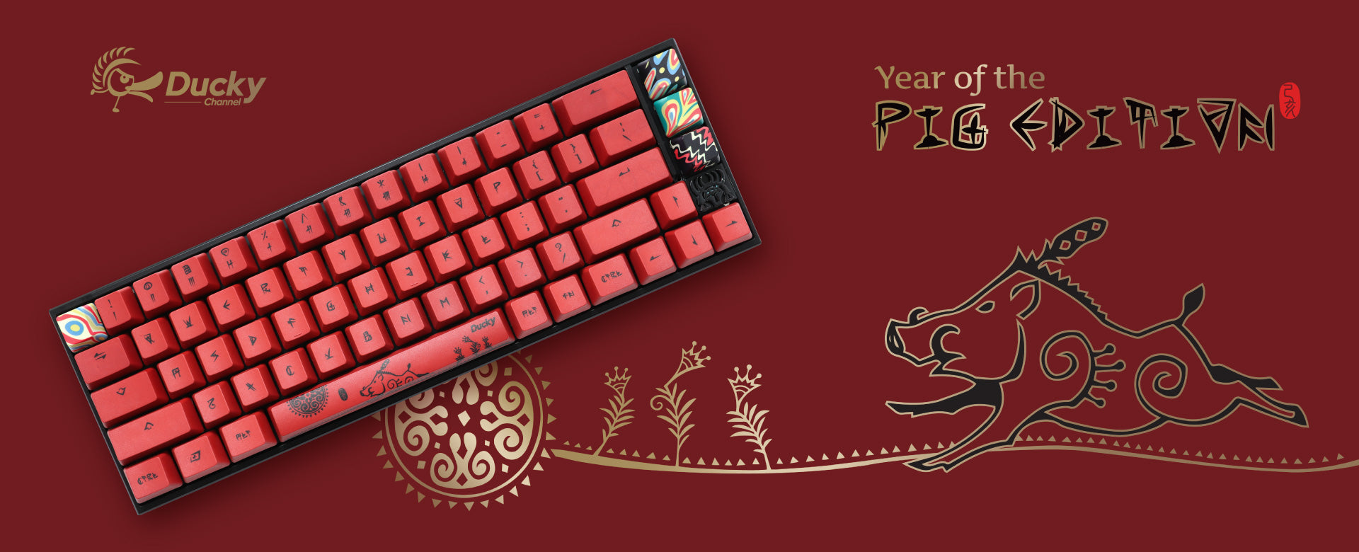 Year of the Pig Edition RGBキーボード本体 Ducky Year of the Pig RGB LED 65% Dye Sub PBT Mechanical Keyboard